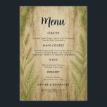 Rustic Bark and Moss Forest Wedding Menu Card<br><div class="desc">Complete your woodland wedding stationery set with this rustic forest-inspired menu card. Designed to match the Rustic Bark and Moss Forest Wedding Invitation, it features a subtle tree bark texture accented with soft green moss and delicate fern details along the edges. The editable center area provides an elegant space to...</div>