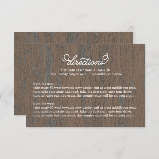 Rustic Bark Direction Card Informatiekaartje (Voorkant / Achterkant)
