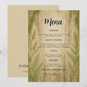 Rustic Bark en Moss Forest Wedding Menu Kaart (Voorkant / Achterkant)