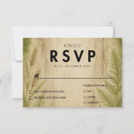 Rustic Bark en Moss Forest Wedding RSVP Kaart