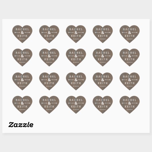 Rustic Bark Heart Favor Sticker (Vel)