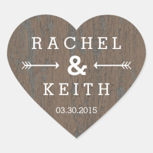 Rustic Bark Heart Favor Sticker