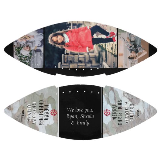 Rustic Bark Merry kerst Grandpa Photo Collage American Football (Panelen)