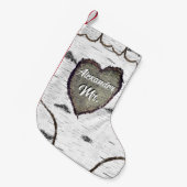 Rustic Bark Wood Carved Heart Aspen Tree Mr. Kleine Kerstsok (Voorkant (Hangend))