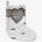 Rustic Bark Wood CarveHeart Greenery Brown Kleine Kerstsok (Voorkant)