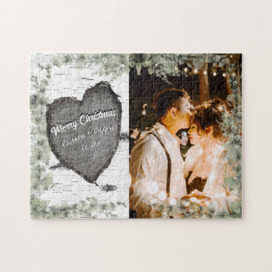 Rustic Bark Wood Heart Eucalyptus Greenery Legpuzzel