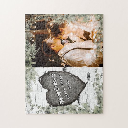 Rustic Bark Wood Heart Eucalyptus Greenery Legpuzzel (Verticaal)