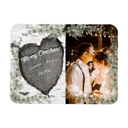 Rustic Bark Wood Heart Eucalyptus Greenery Magneet (Horizontaal)