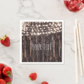 Rustic Bark Wood & String Lights Herfst Party Servet (Insitu)