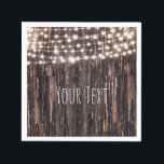 Rustic Bark Wood & String Lights Herfst Party Servet<br><div class="desc">Rustic Bark Wood & String Lights Herfst Party Napkins. Pas aan met om het even welke tekst. Overeenkomende objecten beschikbaar.</div>