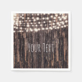 Rustic Bark Wood & String Lights Herfst Party Servet (Voorkant)