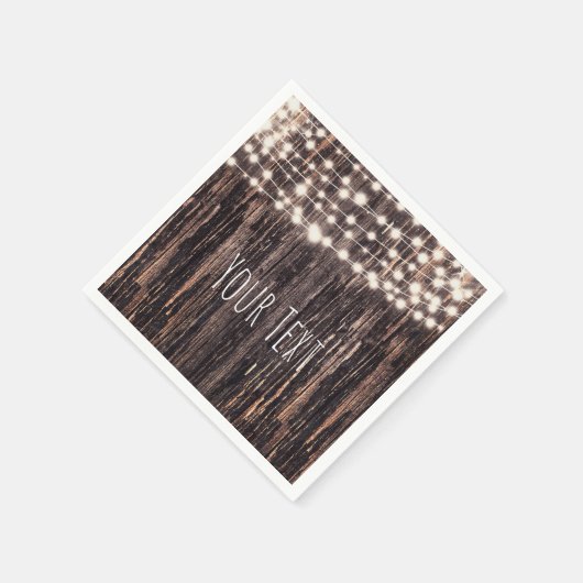 Rustic Bark Wood & String Lights Herfst Party Servet (Hoek)