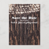 Rustic Bark Wood & String Lights Herfst Uitnodigin Aankondigingskaart (Voorkant)