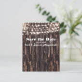 Rustic Bark Wood & String Lights Herfst Uitnodigin Aankondigingskaart (Staand voorkant)