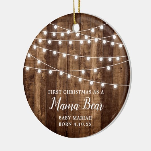 Rustic Barn - Aangepast Beer voor eerste kerstmamm Keramisch Ornament (Links)