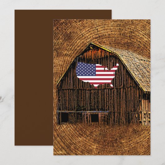 Rustic Barn American Flag Bedankkaart (Voorkant / Achterkant)
