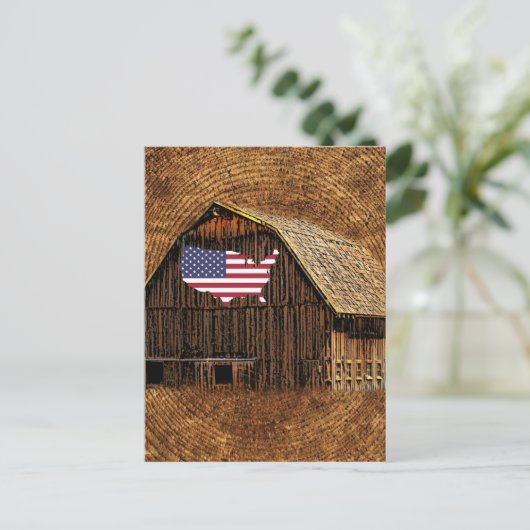 Rustic Barn American Flag Briefkaart (Staand voorkant)