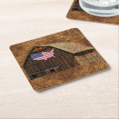 Rustic Barn American Flag Kartonnen Onderzetters (Schuin)