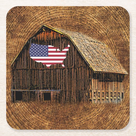 Rustic Barn American Flag Kartonnen Onderzetters (Voorkant)