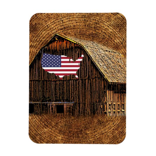 Rustic Barn American Flag Magneet (Verticaal)