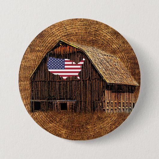 Rustic Barn American Flag Ronde Button 7,6 Cm (Voorkant)