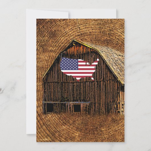 Rustic Barn American Flag Save The Date (Voorkant)