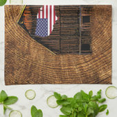 Rustic Barn American Flag Theedoek (Gevouwen)