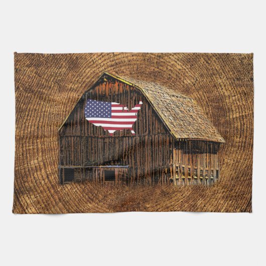 Rustic Barn American Flag Theedoek (Horizontaal)