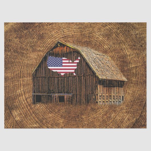 Rustic Barn American Flag Tissuepapier (Voorkant)