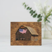 Rustic Barn American Flag Uitnodiging Briefkaart (Staand voorkant)