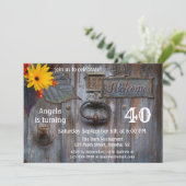 Rustic Barn Autumn Birthday Party Invitation Kaart (Staand voorkant)