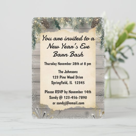 Rustic Barn Bash New Year’s Eve Party Kaart (Staand voorkant)