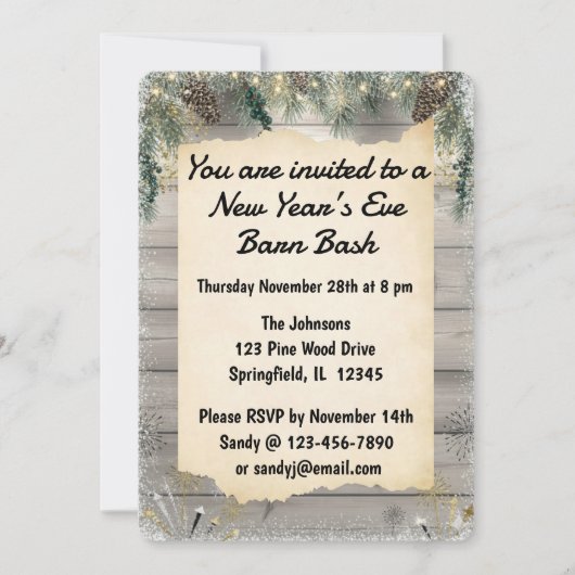 Rustic Barn Bash New Year’s Eve Party Kaart (Voorkant)