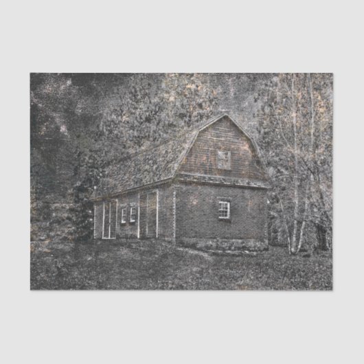 Rustic Barn  Black en White Sepia Texture Tissuepapier (Voorkant)