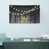 Rustic Barn Black Wood Gold String Lights Wedding Spandoek (Beurs)