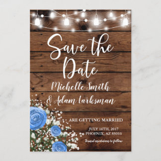 Rustic Barn Blue Roos Baby's Schatten de datum op Kaart