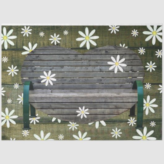 Rustic Barn Board Daisies Country Bench Tissuepapier (Voorkant)