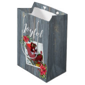 Rustic Barn Board en Poinsettia ~ Family Photo Medium Cadeauzakje (Voorkant Gekanteld)