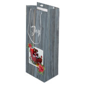 Rustic Barn Board en Poinsettias ~ Family Photo Wijn Cadeautas (Voorkant Gekanteld)
