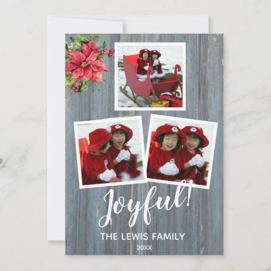 Rustic Barn Board, gepersonaliseerd met 3 foto's Kaart (Voorkant)