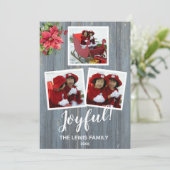 Rustic Barn Board, gepersonaliseerd met 3 foto's Kaart (Staand voorkant)