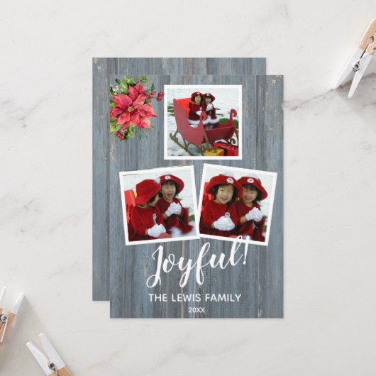 Rustic Barn Board, gepersonaliseerd met 3 foto's Kaart (Voorkant / Achterkant in situ)