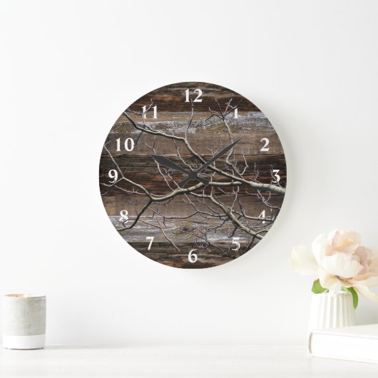Rustic Barn Board  Wood Tree Branch Grote Klok (Huis)