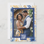 Rustic Barn Botanical Blue Leaves & Branches Frame Save The Date (Achterkant)