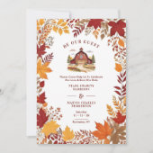 Rustic Barn Botanical Fall Leaves & Branches Frame Save The Date (Voorkant)