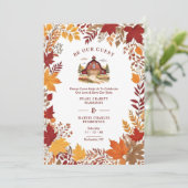 Rustic Barn Botanical Fall Leaves & Branches Frame Save The Date (Staand voorkant)