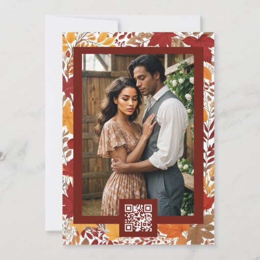 Rustic Barn Botanical Fall Leaves & Branches Frame Save The Date (Achterkant)