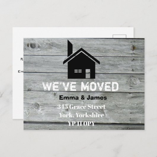 Rustic Barn Chimney We hebben de adreswijziging ve Aankondigingskaart (Voorkant / Achterkant)