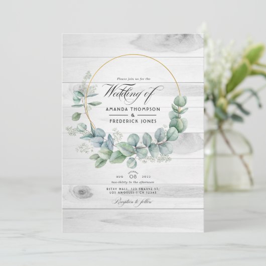 Rustic Barn Country Eucalyptus QR Code Weddenschap Kaart (Staand voorkant)