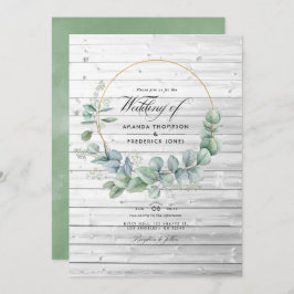 Rustic Barn Country Geometric Eucalyptus Wedding Kaart